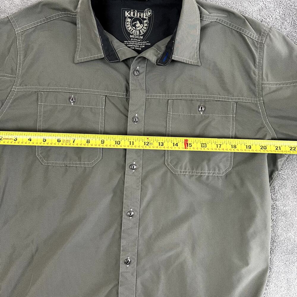 Kuhl Long Sleeve Button Down Shirt Mens M Eluxur Green/Gray Performance - Picture 9 of 10